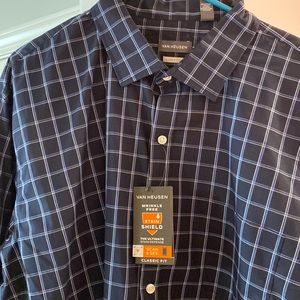 Van Heusen Long Sleeve casual Button Down, Navy Men’s xxl